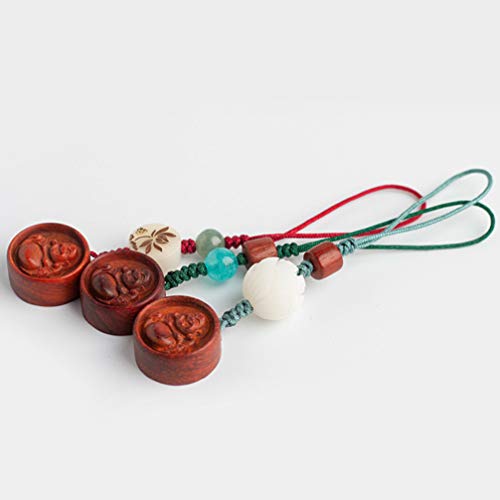 Hemobllo – Alça chinesa para celular em pau-rosa lobular para telefone chaveiro de carro Maitreya Bu