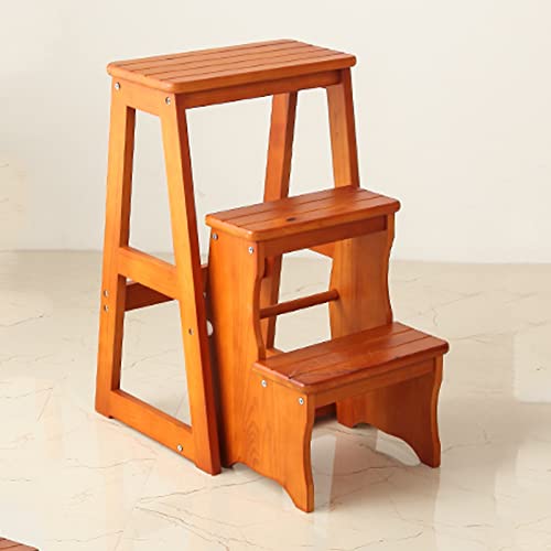 Taburete plegable escalera de madera multifuncional para cocina y biblioteca 2