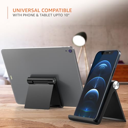amazon basics Multi Angle Desktop Foldable Stand Tablet/Mobile Stand Holder for iPhone, Android, Samsung, OnePlus, Xiaomi, Smartphones. Portable, for Your Bed,Home, Office, Home (Black) (Image - 5)