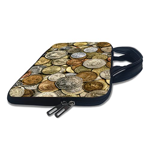Image of TheSkinMantra Chain Laptop Sleeve Bag Compatible with Laptop /Macbooks /Chrombook /Notebook /Zbook (13.3 Inch [Handle], Coins)