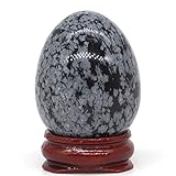 Form: Steinei ZHENYANG CAREG 34x44mm Natürliche Edelstein Schneeflocke Obsidian Kristall Reiki Heilung Energie Massage Gesundheit Shcere Quarz Stein Ei Wohnkultur