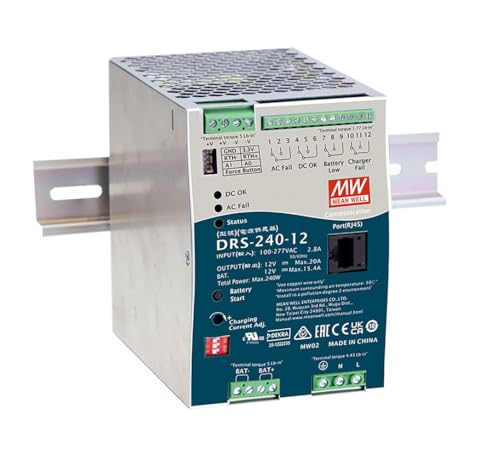 DRS-240 Mean Well alimentation de sécurité rail DIN 240W intelligente tout-en-un pour réseaux 24V