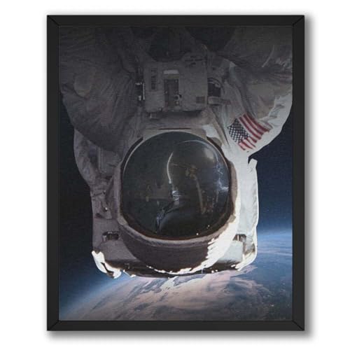 ALPINE INK CO. Astronaut Spacewalk Satin Poster - Earth from