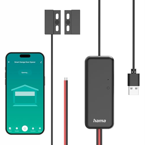Hama smarter Garagentoröffner (Garagentor App Steuerung, Garagentor Smart Home nachrüsten, WLAN Öffner, Toröffner smart, Garagenöffner, Öffner per Handy) schwarz