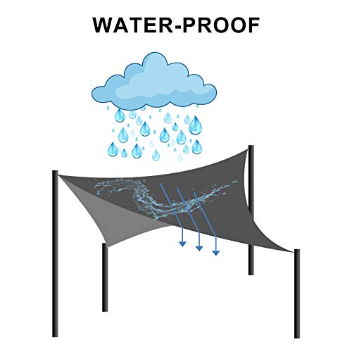 Voile d'ombrage 4X7M imperméable gris foncé rectangulaire avec cordes
