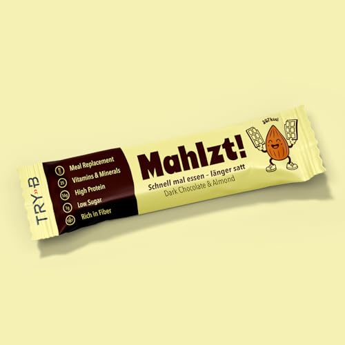 TRY-B Protein Riegel – 3x Mahlzeitenersatz Riegel mit 25 Vitaminen & Mineralstoffen – Low Sugar Snack, Fastenkonform & Keto Riegel – Eiweißriegel in Dark Chocolate Almond