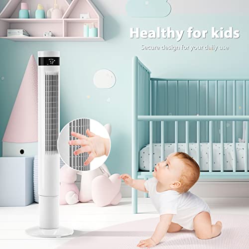 Antarctic Star Tower Fan Portable Electric Oscillating Fan Quiet Cooling Remote Control Standing Bladeless Floor Fans 3 Speeds Wind Modes Timer Bedroom Office (43 Inch, White) #TOP3