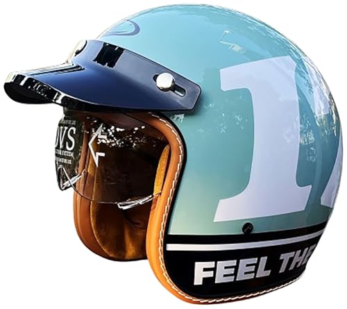 Medio Casco Motocicleta Vintage, Casco Retro Estilo Alemán Cascos Half Helmet, Cascos De Moto Jet para Hombres Y Mujeres Adulto, Cascos Abiertos De Moto Homologado Dot/ECE 8,XXL=63 64CM