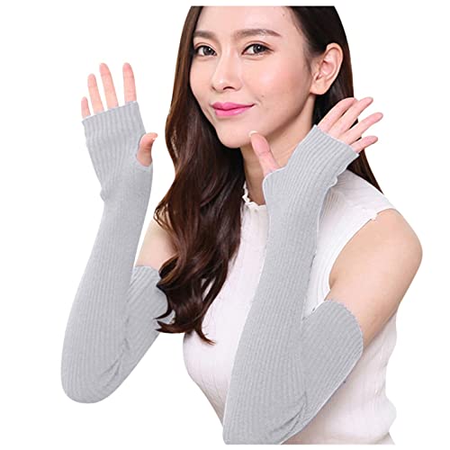 BIKETAFUWY Damen Fingerlose Handschuhe, Mode-Frauen-Winter-Handgelenk-Armwärmer gestrickte Lange Fingerlose Handschuhe Mitten Damen Handstulpen Wärmer Strick Cover