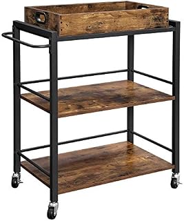 VASAGLE ALINRU Kitchen Serving Cart with Removable Tray, 3-Tier Kitchen Utility Cart on