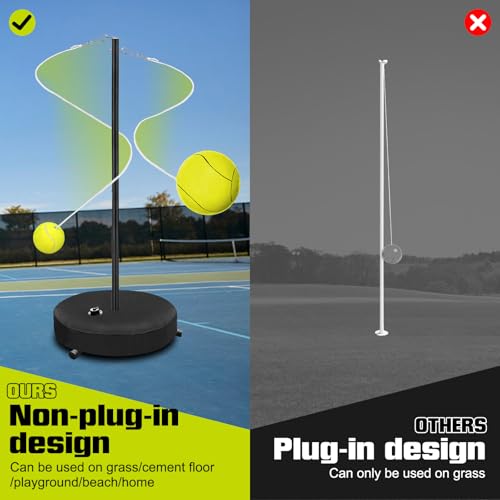 Furypiont [2026 Upgrade] Heavy Duty Tetherball Ball and Rope, Tennis&Tetherball Set Adjustable Height Pole,2 Tennis Balls,2 Rackets,1 Tetherball with Rope,Fun Family Game - Thumbnail 6