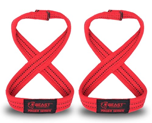 Beastpowergear Figure 8 Strap | Heavy Duty Deadlift Weight Lifting Power Wrist Strap | Weightlifting Powerlifting Shrugs Workout Men Women - Small 10” - Less than 7.25” Wrist