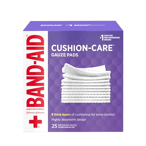 Image of BAND-AID Brand Cushion Care Sterile Gauze Pads for Protection of Minor Cut, Scrapes & Burns, Non-Adhesive & Wound Care Dressing Pads, Medium Size, 3 inches x 3 inches, 25 ct