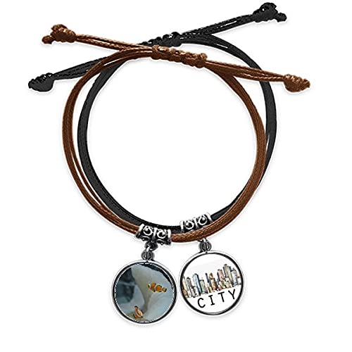Bracelet Ocean Poisson Clown en cuir et corde tressée à la main Sidi