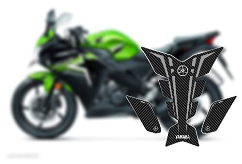 Image of 3D Embossed Bike Racing Tank Pad /Tank Sticker with SIDEPADS for Brand Specific Bikes Pack of 3 (BKTPSIDVAR) (YAMaAHA)