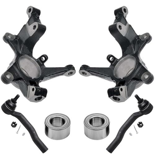 Image of Detroit Axle - 6pc Front Loaded Knuckles Kit for 2007-2012 Mazda CX-7 2007-2015 CX-9, 2008 2009 2010 2011 Steering Knuckles Wheel Bearings Outer Tie Rod End Links Replacement