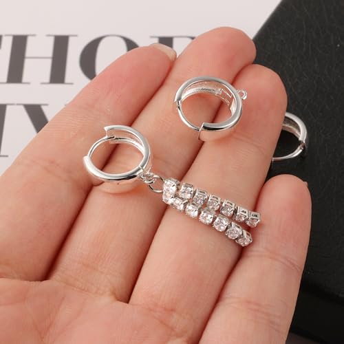 Pendientes de aro ALEXCRAFT de plata de ley 925 con cierre de palanca para joyería, 8 piezas 3