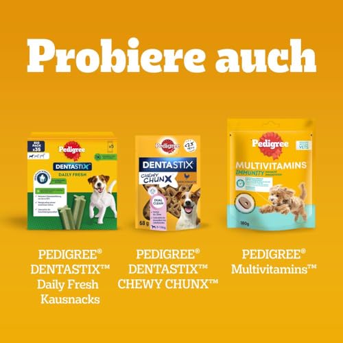 Pedigree DentaStix Hundesnack für kleine Hunde (5-10kg), Zahnpflege-Snack mit Huhn und Rind, 10 Packungen je 7 Stück (10 x 100 g)