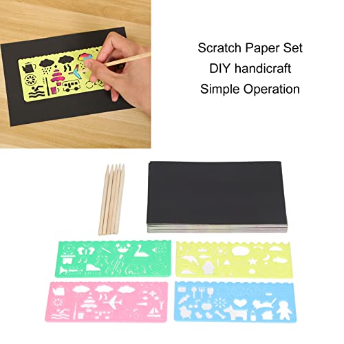 Yaogohua Black Scratch It Off Paper Craft Scratch Paper Set Diy Handicraft Simple Operation Portable Scratch Painting Paper Art Set Toys For Children #TOP1