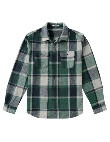 Image of COOFANDY Mens Flannel Shirts Long Sleeve Plaid Shirt Jacket Button Down Shirt with Pockets