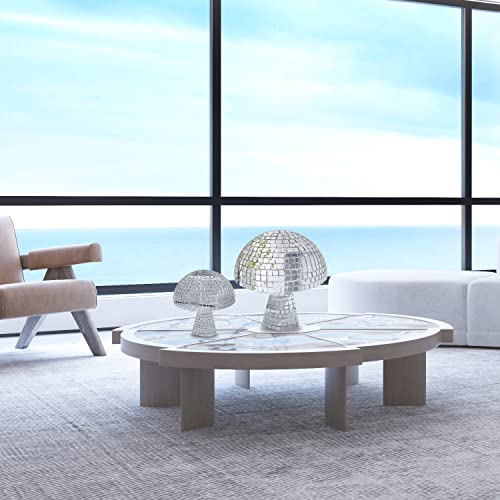 Disco Mushroom Ball Retro Reflective Silver Ball Light Creative Mirror Art Decorations For Home, Hotel, Stage, Party, Office, Room And Other Venues (银色2件套) #TOP3