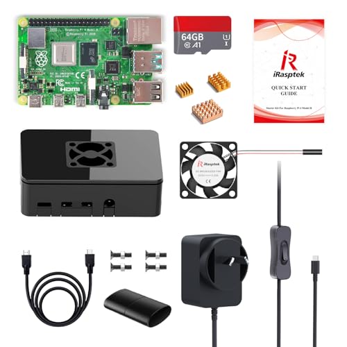 iRasptek Starter Kit for Raspberry Pi 4B 4GB RAM-64GB Edition with Pi OS Pre-Installed