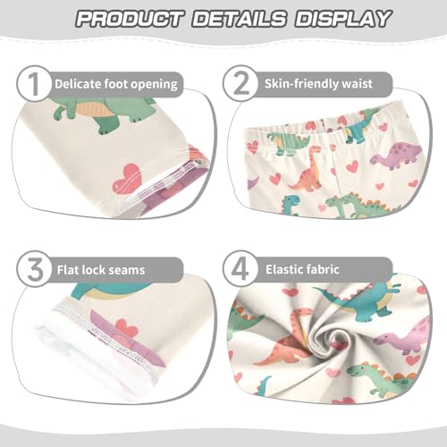 Cartoon Dinosaur Love Girls Leggings Soft Stretch Workout Yoga Dance Pants for Kids Casual Tights3
