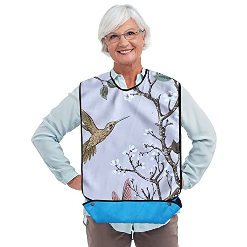 Babero Adulto Impermeable, Babero Alimentación Para Adultos Reutilizable, Funda Protectora de Ropa Doble Capa, Babero Para Adultos Impermeable, Con Trampa de Alimentos Para Ancianos y Discapacitados