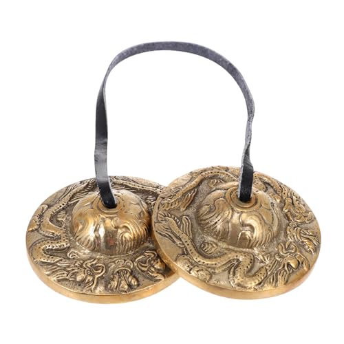 BESTonZON Nepal Cymbals Bell Brass Meditation Chime Bell Percussion Instrument for Religious Ceremony and Yoga Practice