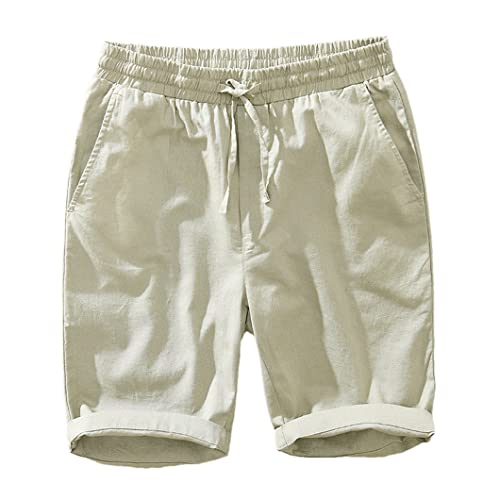 Short en coton et lin homme Disimlarl décontracté beige