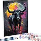 WEISHIWE Pintar por Numeros Toros, Kit de Pintura por Números para Adultos y Niños al óleo de Lienzo DIY, Cuadros por Numeros Moderna, Pintura por Números con Decoraciones para el Hogar 40x50cm I-127