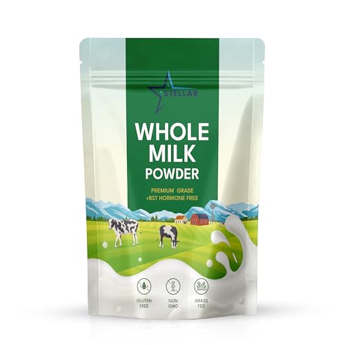 Stellar Whole Milk Powder | Premium Grade | Grass-Fed | rBST Hormone-Free | Non-GMO | Gluten-Free | 64 Ounces (4 lbs)