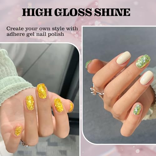Set de esmaltes en gel con brillo holográfico 7 colores miniatura 4