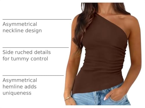Image of PRETTYGARDEN One Shoulder Summer Tops for Women