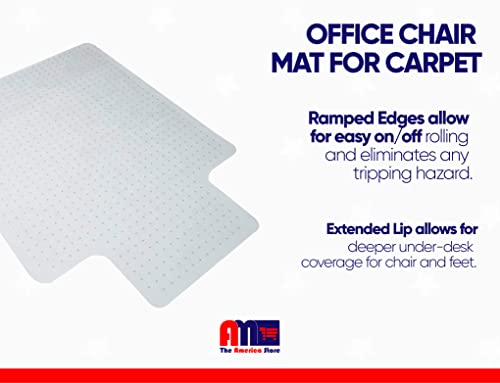 Am The America Store Chair Mat For Carpet - Computer Desk Mat For Carpeted Floors - Easy Glide Rolling Plastic Mat For Office Chair On Carpet For Work, Home, Gaming With Extended Lip (36” X 48”) #TOP6