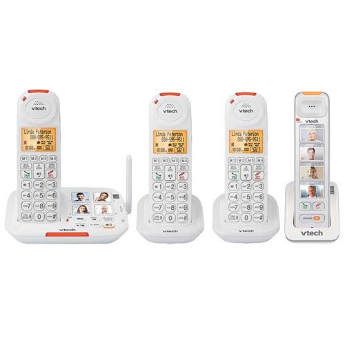 Vtech SN5127 Dect 6.0 Cordless Phone with VTech SN5307 Photo Dial Accessory Handset & VTech (2) SN5107 Big Button Accessory Handset