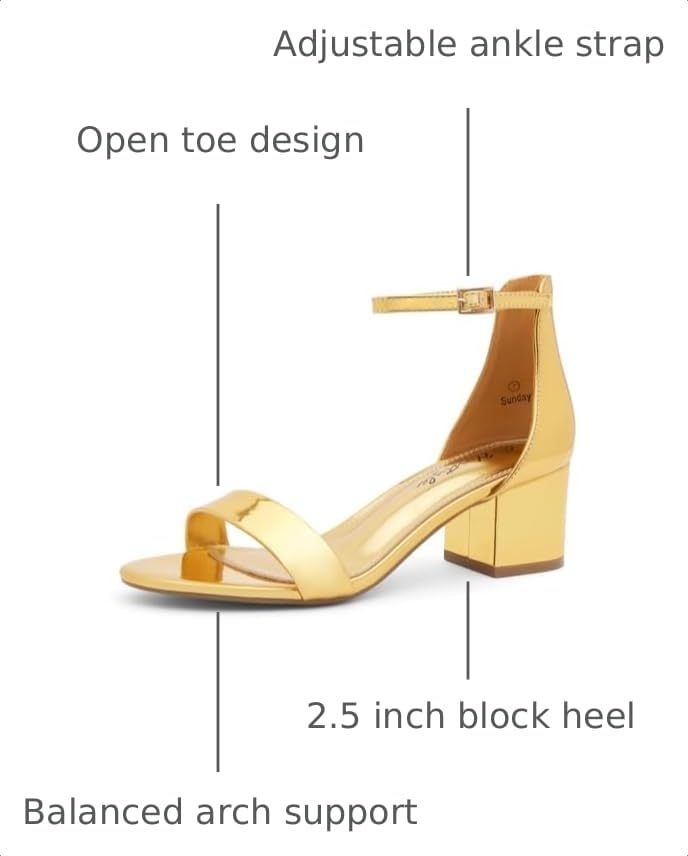 Image of Herstyle Low Block Heels for Women - 2.25 Inch Open Toe Chunky Heel Sandals with Dressy Ankle Strap for Wedding, Prom, Party & Office