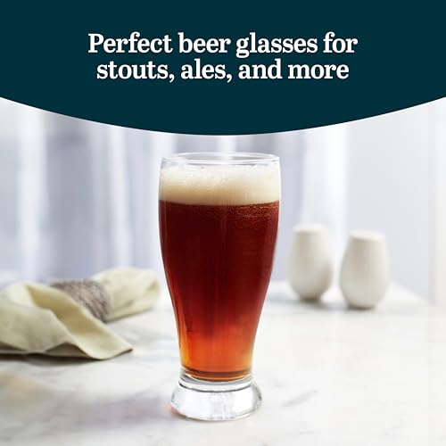 Image of Libbey Classic Pub Beer Glasses Party Pack, Stackable, Modern Bar Glassware Set of 12, Large All Purpose Pint Beer Glasses for Stouts, Ales and More