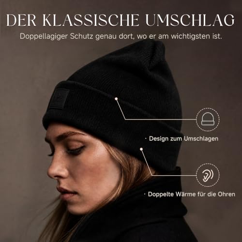 Image of Beanie for Men Women Warm Winter Hat Windproof Thick Knitted Cuffed Unisex Skull Cap