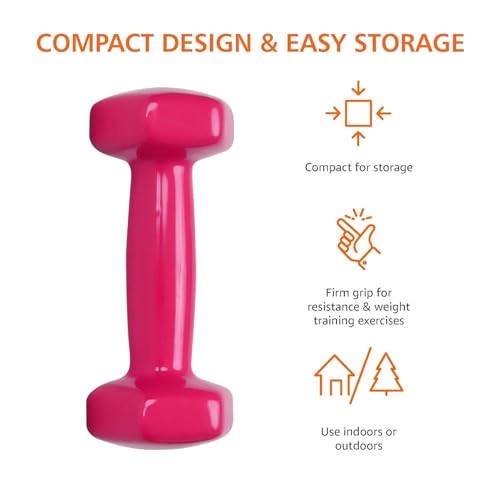 Image of AmazonBasics Vinyl Dumbbell Pair, 2 x 2.5Kg (Pink)