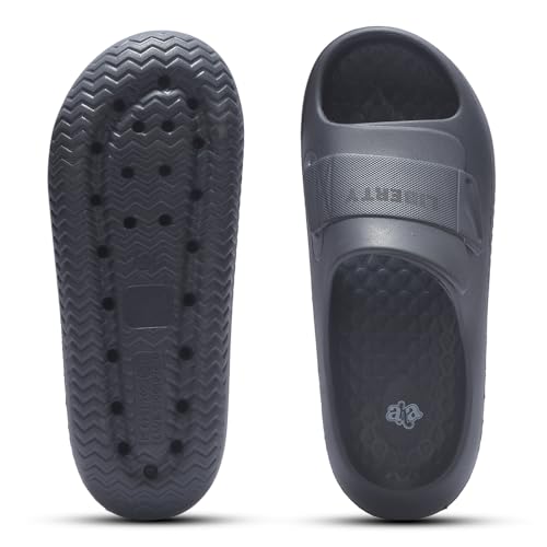 Image of Liberty A-HA DAILYWALK Slippers for Men - Black & Dark Grey EVA Slip-On Casual Slippers | Soft Moulded Footbed, Lightweight Footwear for Home, Casual, Errands, Garden, Daily & Outdoor Wear