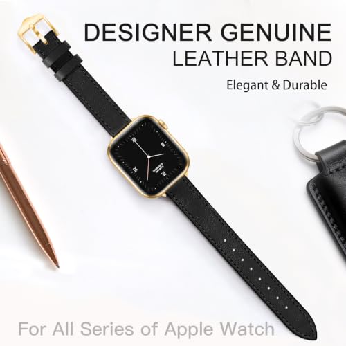 Image of JR.DM Slim Leather Bands Compatible with Apple Watch Band 38mm-49mm | Genuine Leather Thin Band Feminine Design Strap for Iwatch Ultra SE Series 11 10 9 8 7 6 5 4 3 2 1