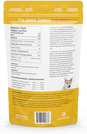 Just Natural Paws Puppy Training Treats 2 Pack - Peanut Butter & Banana Dog Treats, Crunchy Biscuits, All Natural, Human Grade, Vegetarian, Low Calorie, Made in Canada, 2 x 100 g