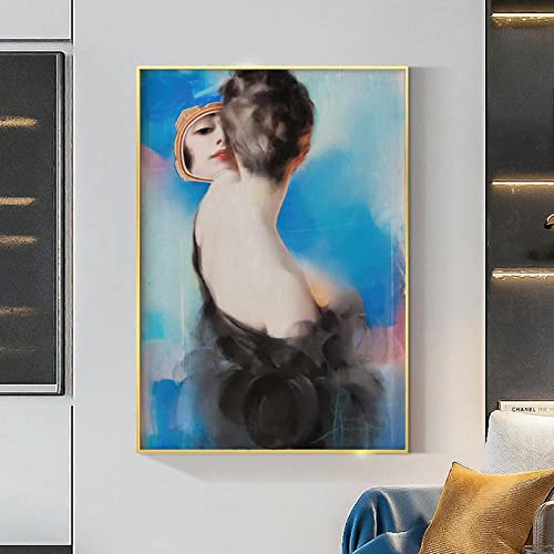 Peinture femme au miroir vintage pour créer un salon artistique