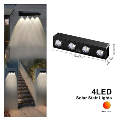 Iluminación de ambiente solar exterior con lámpara impermeable de 4 LED para patio 2