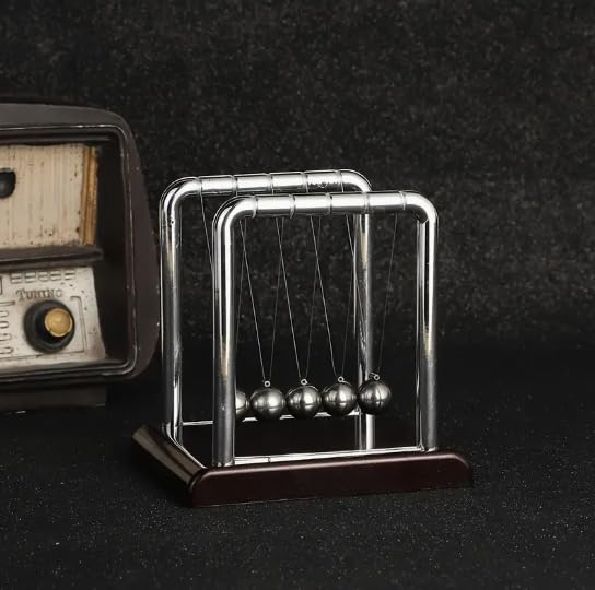 Newton's Cradle Desk Toy Miniature, Classic Newton's Cradle Balance Pendulum with Swinging Metal Balls - Image 3