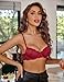 Avidlove Women's Sexy Lace Bra Sheer Underwire Unlined Balconette Everyday Bras Lingerie Wine Red