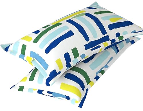 Image of Floral Design Zig Zag Stitching King Size Set of 8 Glace Cotton Pillow Covers /Pillow Case-20 x 30 Inches, 50 cm x 75 cm