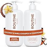 Routine Wellness Shampoo & Conditioner Set - Strengthens Dry Damaged Hair - Promotes Full, Voluminous, Healthy Hair - Coconut & Vanilla (Pack of 2)