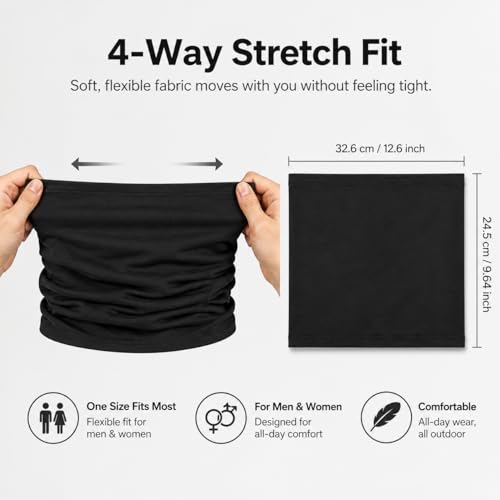 2 Pack Cooling Neck Gaiter Face Mask for Men Women, UPF 50+ Sun Protection Neck Gaiters, Breathable Summer Bandana Face Cover for Fishing Hiking Running Working, Black — view 6